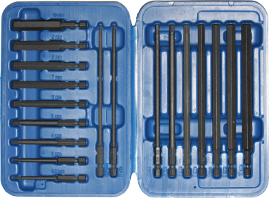 18 Piece Metric In-hex Power Bit Set 2.5-10mm 100-150mm Long