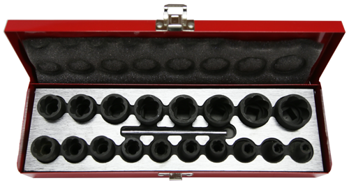 19 Piece 1/2 Inch Drive Twist Sockets 6 24mm 34mm Long N Case