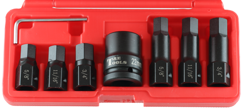 8 Piece-SAE Inhex Impact Bit & 3/4 Inch Drive Holder 5/8 Inch 11/16 Inch 3/4 Inch 