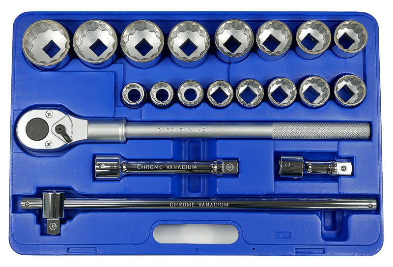 21 Piece 3/4 Inch Drive SAE 12 Point Socket Set in BMC