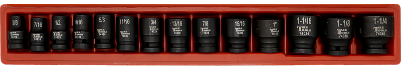 14 Piece 1/2 Inch Drive 6 Point SAE Impact Skt 38L 3/8"-1.1/4" W/o 1.3/16"