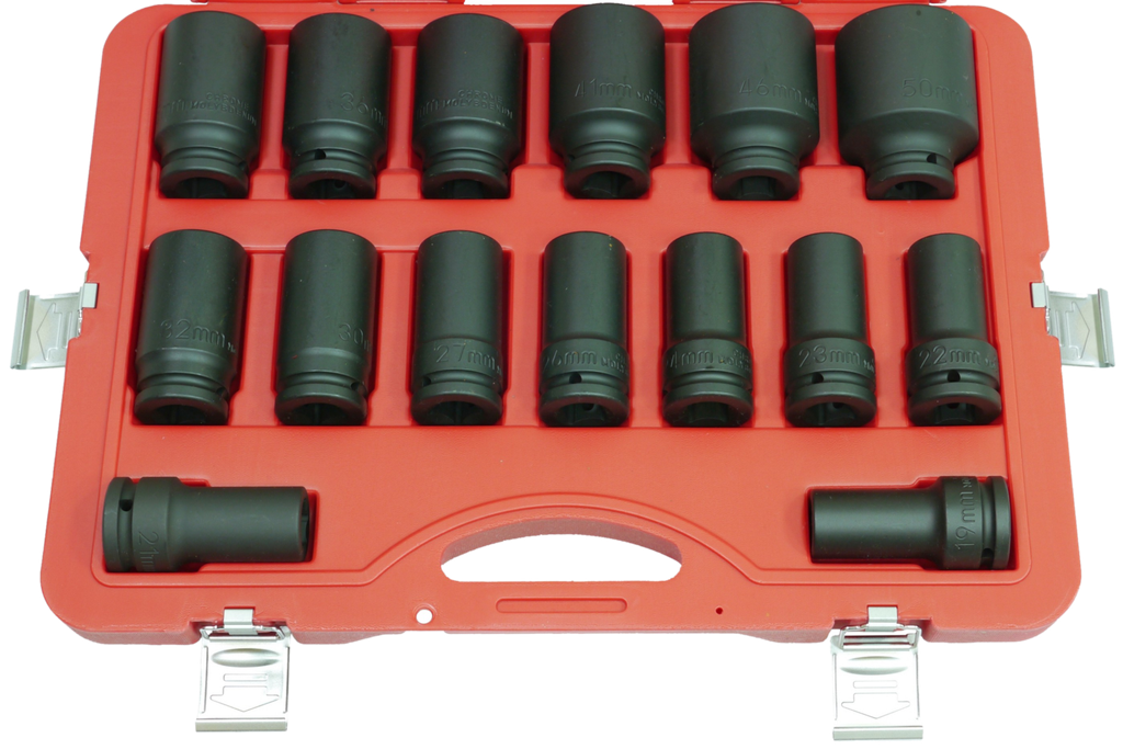 15 Piece  3/4" Dr.Metric Deep.Impact Skt Set 19-50mm