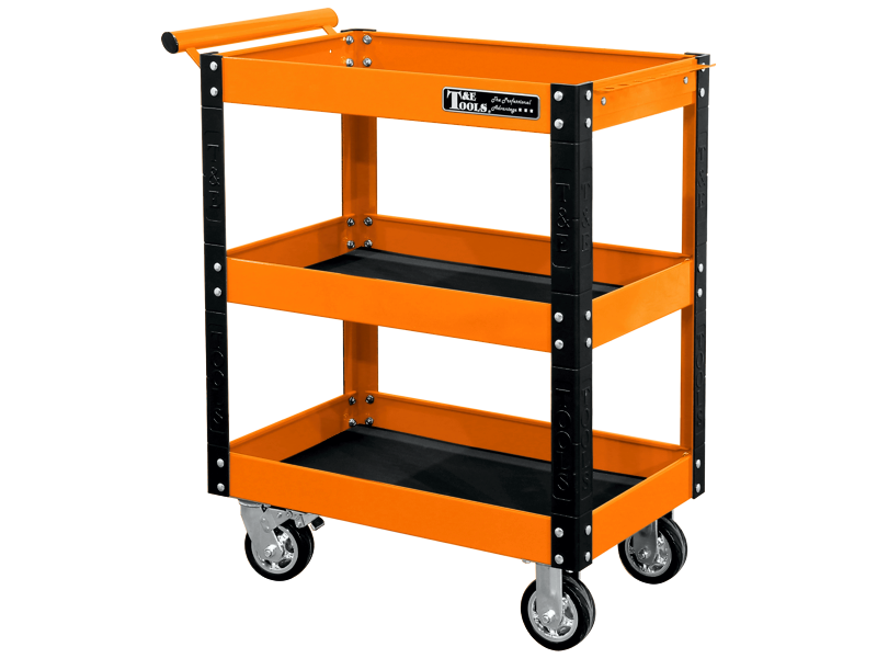  30" Heavy Duty 3 Level Utility Cart - Orange