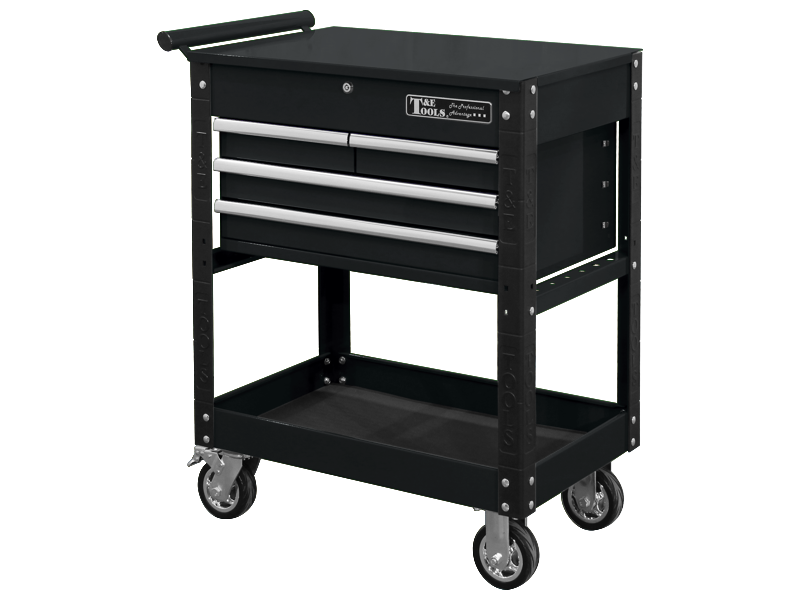 30"  Heavy Duty 4 Drawer Utility Cart - Black