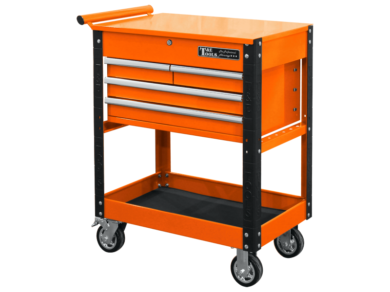  30" Heavy Duty 4 Drawer Utility Cart - Orange