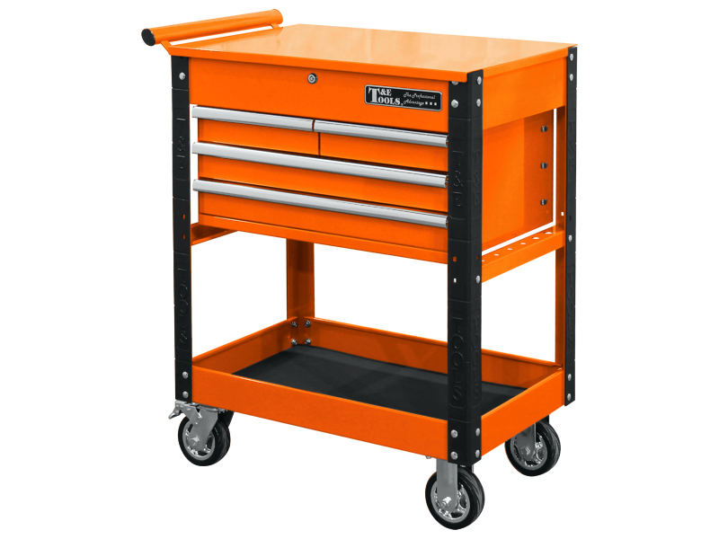 [59E-GF34OR]  30" Heavy Duty 4 Drawer Utility Cart - Orange