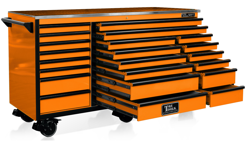  76" Godfather 22 Drawer Roller Cabinet - Orange
