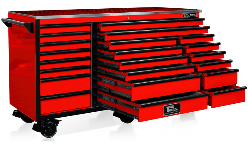  76" Godfather 22 Drawer Roller Cabinet - Red