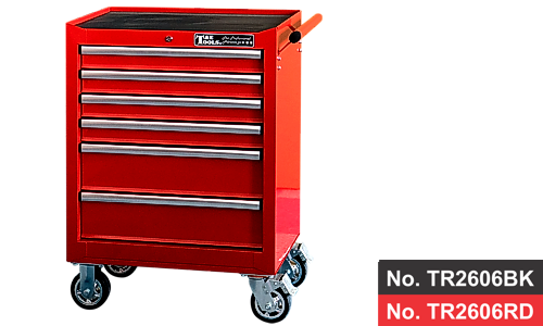 26" 6 Drawer Roller Cabinet- Black