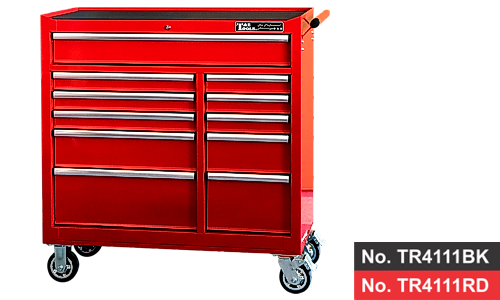  41" 11 Drawer Roller Cabinet- Red