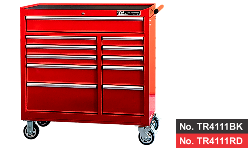 41"  11 Drawer Roller Cabinet- Red
