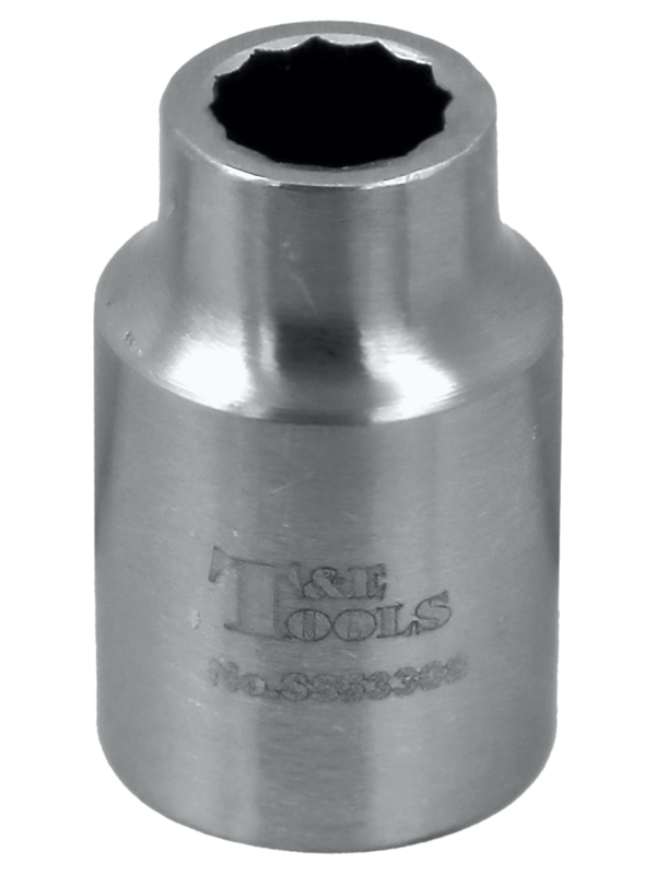 Stainless Steel 8mm x 3/8 Inch Drive 12 Point Socket 28L