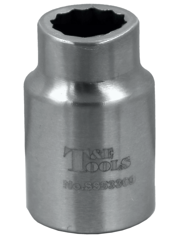 Stainless Steel 9mm x 3/8 Inch Drive 12 Point Socket 28L