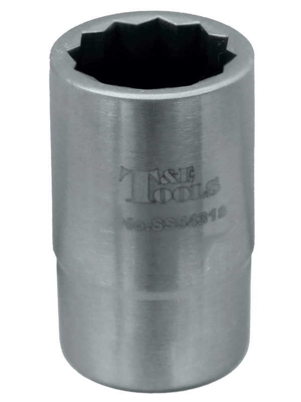 Stainless Steel 18mm x 1/2 Inch Drive 12 Point Socket 42L