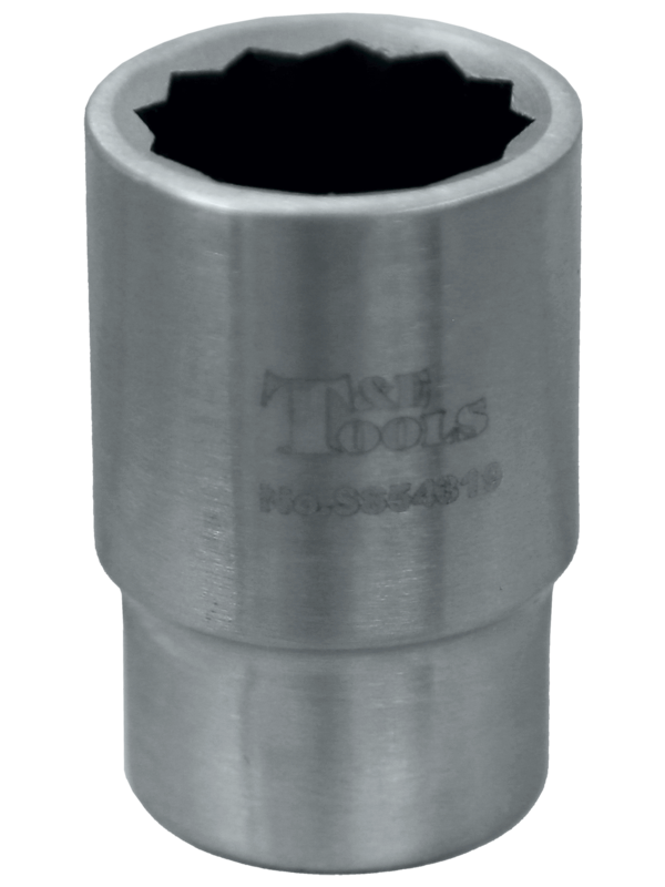 Stainless Steel 19mm x 1/2 Inch Drive 12 Point Socket 42L
