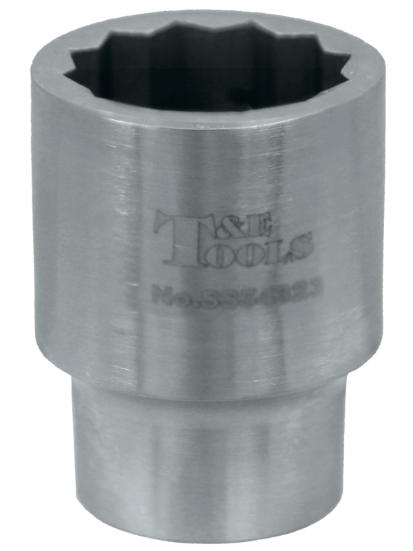 Stainless Steel 23mm x 1/2 Inch Drive 12 Point Socket 43L