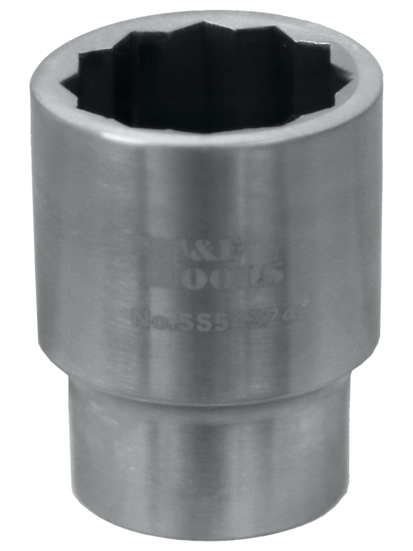 Stainless Steel 24mm x 1/2 Inch Drive 12 Point Socket 43L