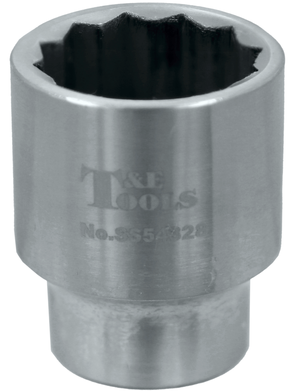 Stainless Steel 28mm x 1/2 Inch Drive 12 Point Socket 46L