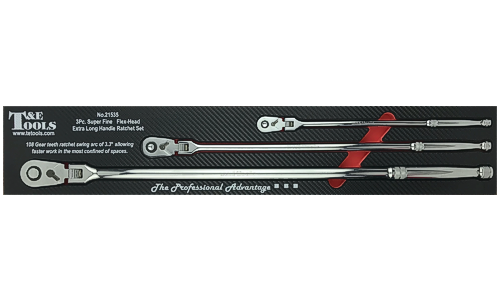 3 Piece 108 Tooth Flex-Head Long Handle Ratchet Set