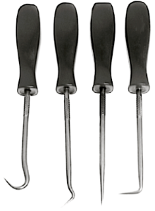 [159-7826] Stainless Steel 4 Piece" O-Ring" Pick Set
