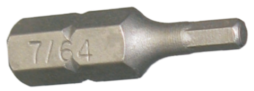 [159-30652] 7/64" 1/4" In-hex Insert Bit 25mm Long