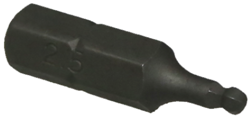 [159-30812] 2.5mm Ball In-hex 1/4" Hex Bit 25mm Long