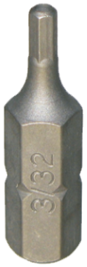 3/32" Tamper In-hex 1/4" Hex Bit 25mm L