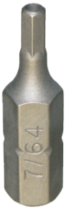 7/64" Tamper In-hex 1.4" Hex Bit 25mm L