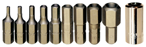 10 Piece Metric Tamper In-hex 1/4" Hex Bit Set 25mm L