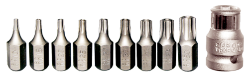 10 Piece 5point Tamper Torx-Plus Bits (5/16" Hex) T10-T50 30mm Long