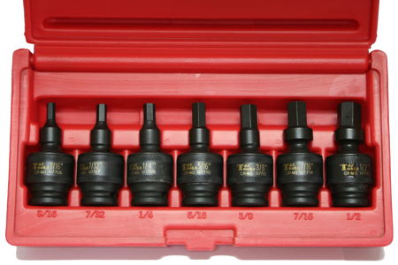 7 Piece 3/8 Inch Drive Universal Inhex Impact Socket S Set 3/16 Inch .1/2 Inch