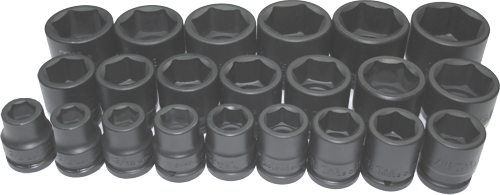 22 Piece 1" Drive Standard Metric Impact Socket Set 24 90mm