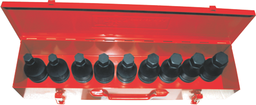 9 Piece 1 Inch Drive In-hex 100mm Long 3/4 To 1.1/4.