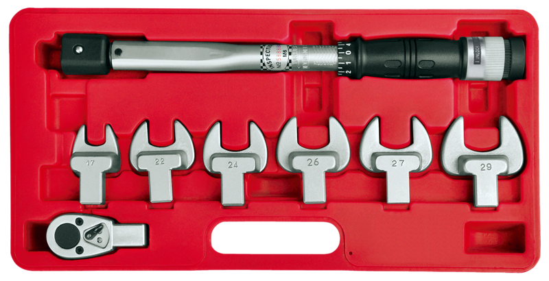 [59E-ATP80N8SET] 9 Piece Interchangeable Torque Wrench Set 1/2 Inch Driveratchet 17 22 24 25 27 29.