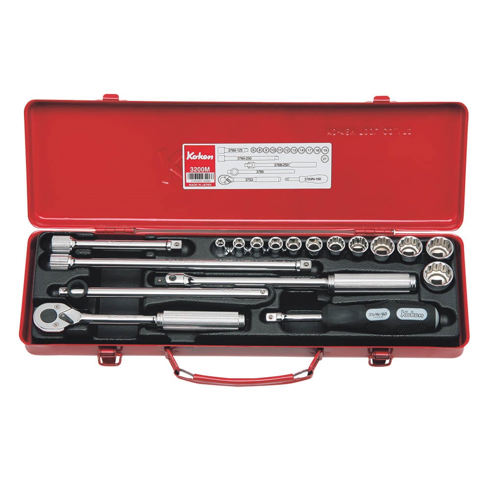 SOCKET SET 3/8 Inch Drive 1/4-7/8 AF (18PCS) KO3200A