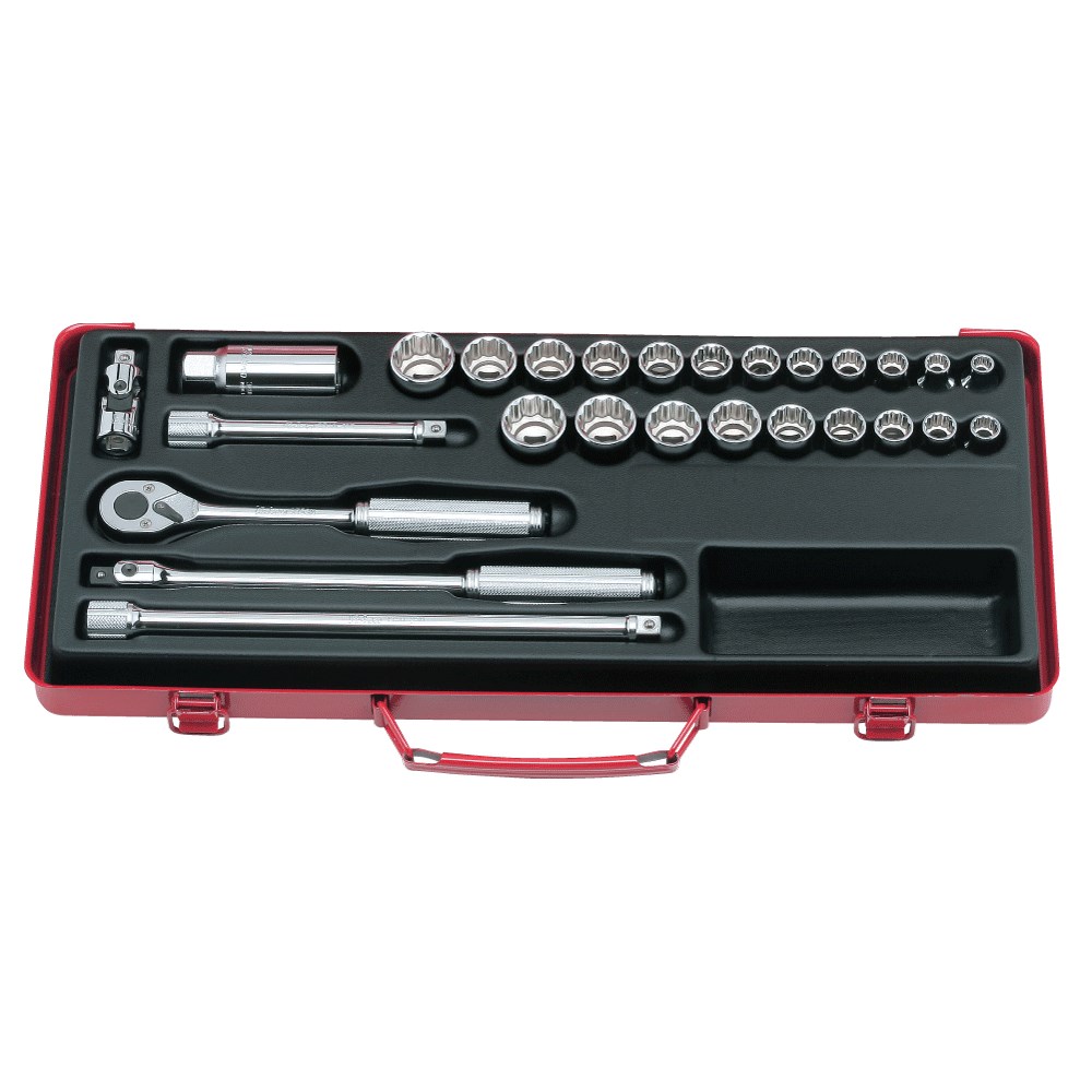Socket Set 3/8 Inch Drive 7-22mm+3/8-7/8 AF(27pcs)