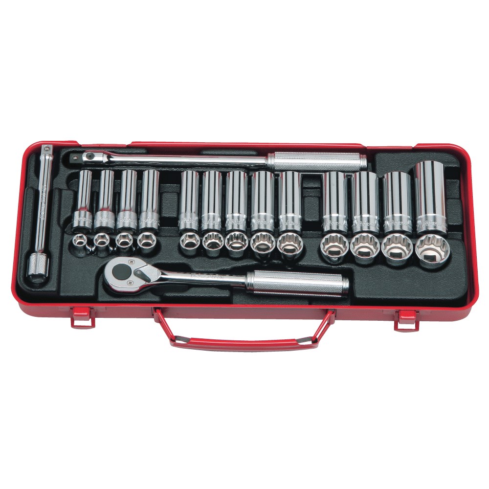 Socket Set 3/8 Inch Drive 6 Point Standard & Deep - 29pcs