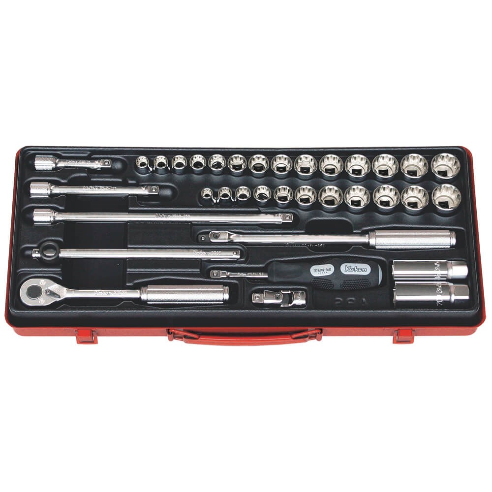 SOCKET SET 3/8 Inch Drive 9-22MM & 5/16-7/8AF 35PC KO3279AM