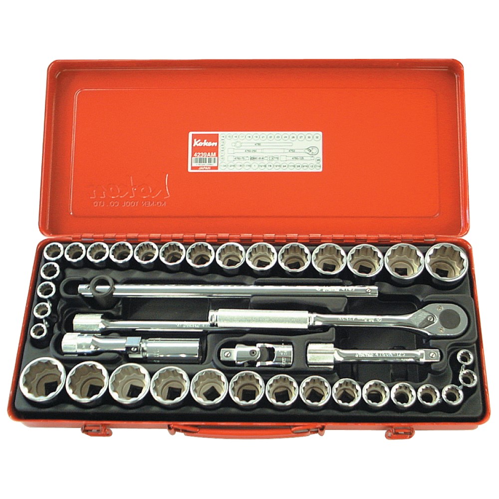 Socket Set 1/2 Inch Drive 12 Point AF/Met (40PCS)