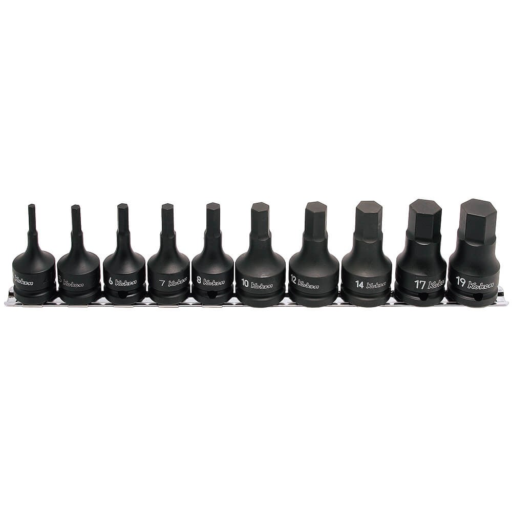 Impact Inhex Set On Rail 1/2 Inch Drive 60mm 4-19mm 10pc Kors14012m60/10