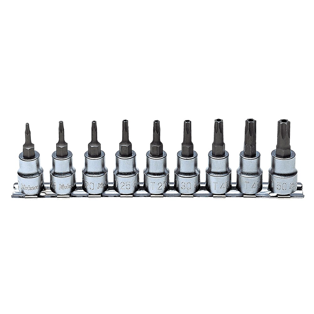 Socket Set On Rail Tamper Proof Torx 3/8 Inch Drive(9pc)Rail