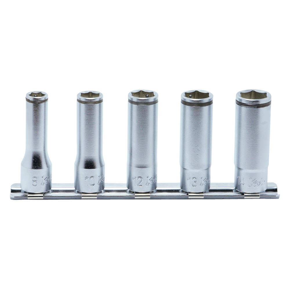 Socket Set On Rail Nutgrip Deep 3/8 Inch Drive Set