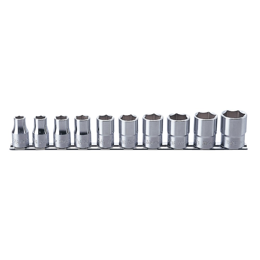 Socket Set 1/2 Inch Drive 3/8-15/16 AF On Rail