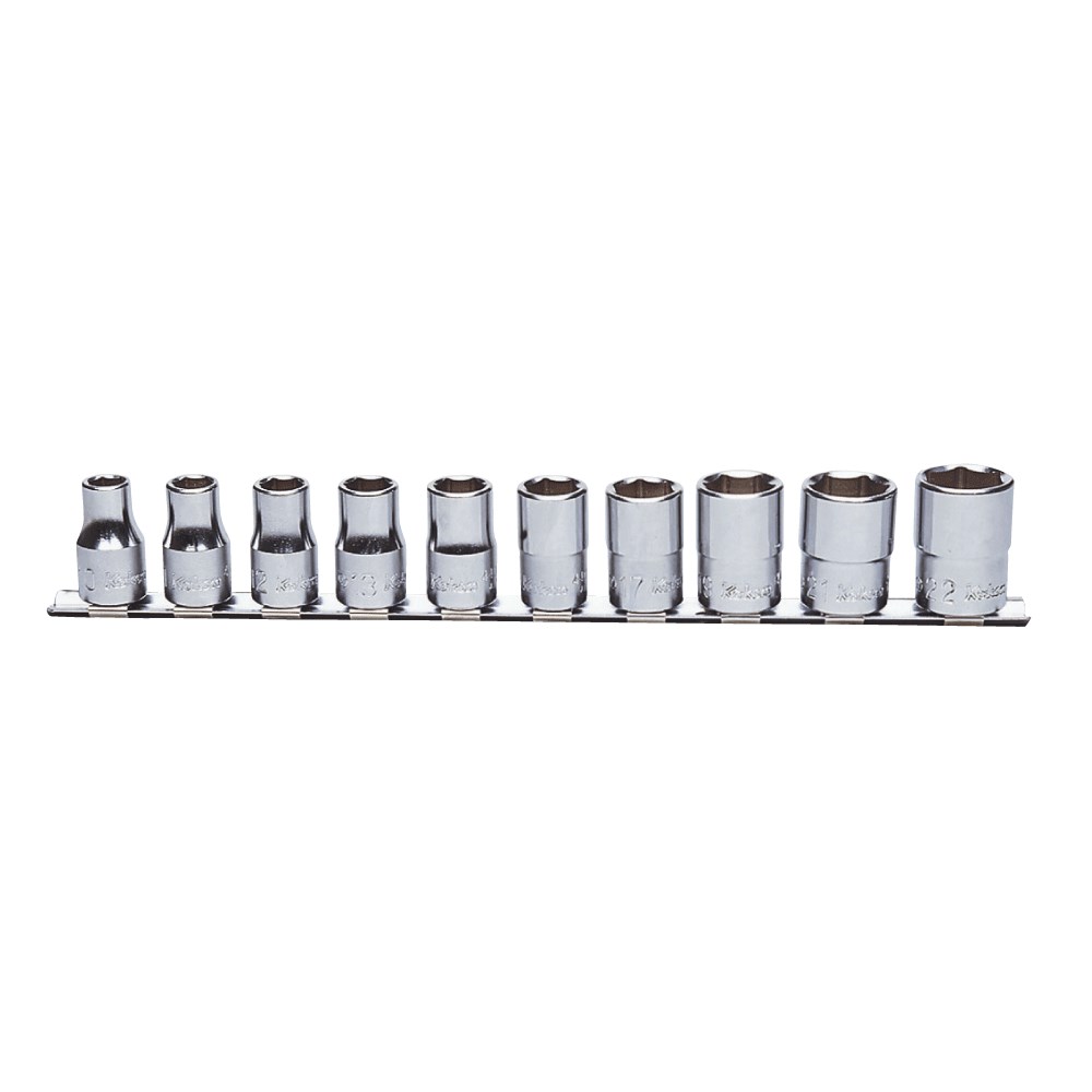 Socket Set 1/2 Inch Driveive 10-22mm 10pc.On Rail