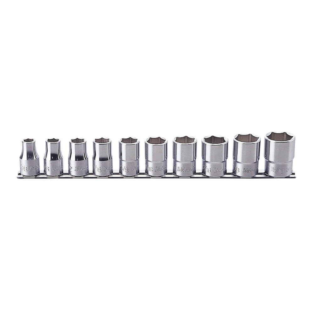 SOCKET SET ON RAIL 1/2 Inch Drive 3/8-15/16 AF (12PT)10PC KORS4405A/10