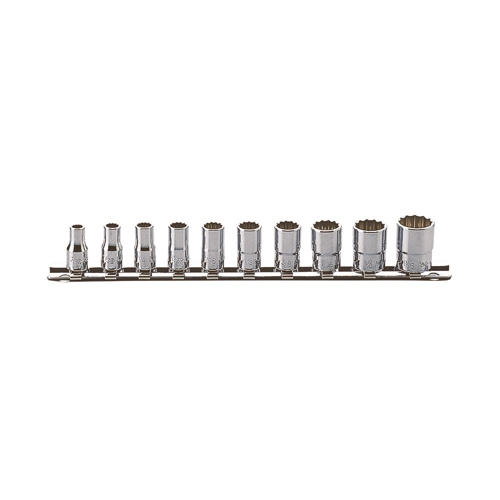 Socket Set On Rail Aviation 1/4 Inch Driveive 3/16-9/16 AF 10pcs Korsas2405a/10
