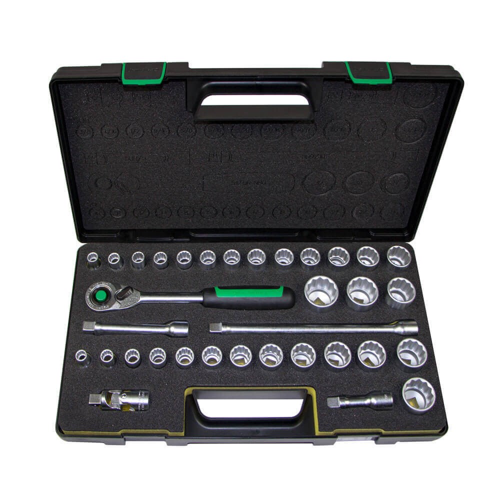 SCKT & ACCSSRY SET 1/2 Inch Drive 34PC 10-32MM+3/8"- 1-1/8"AF91338212 SW50/50A/29/5 TCSP