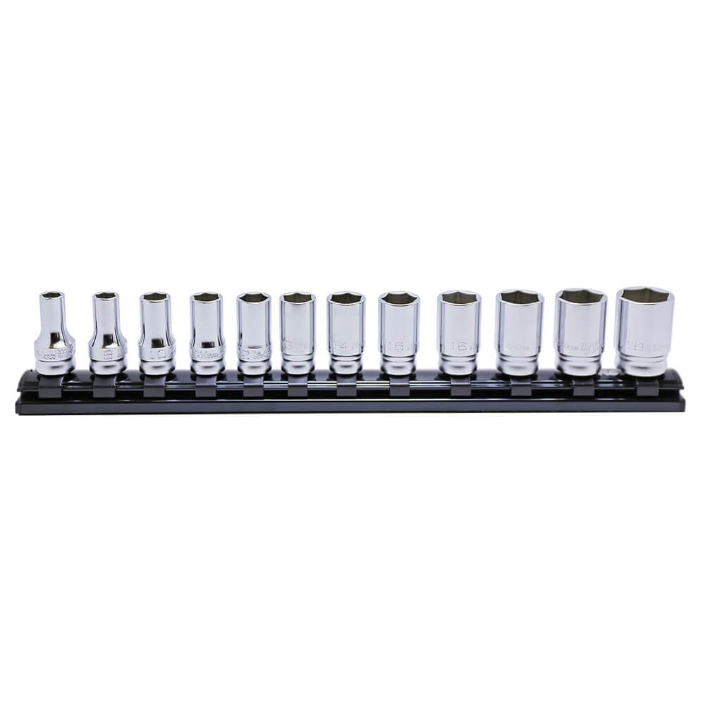 KORS3300XZ/12 - Ko-Ken Socket Set 3/8 Inch Drive 12 Piece on Magnetic Rail 7-19MM