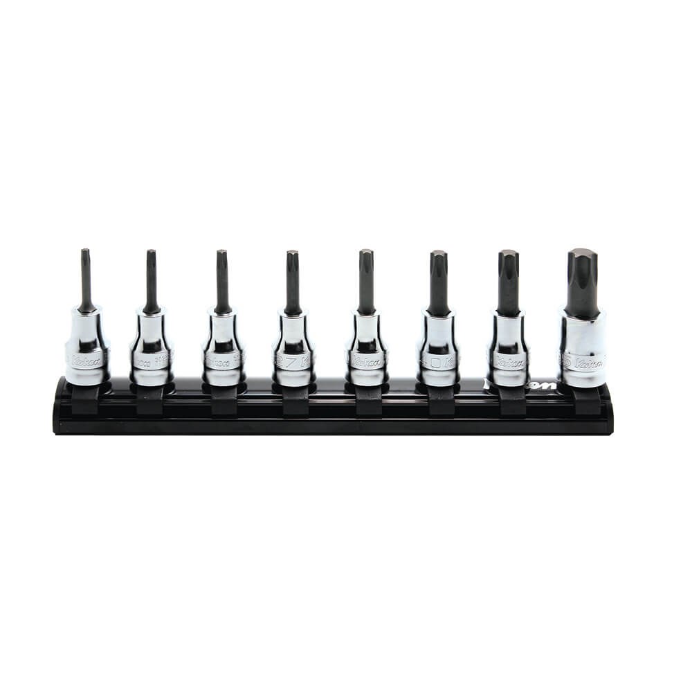 KORS3025Z/8-L50 - SOCKET SET TORX ON MAGNETIC RAIL 3/8 Inch Drive T20-T55 X 50MM 8PC