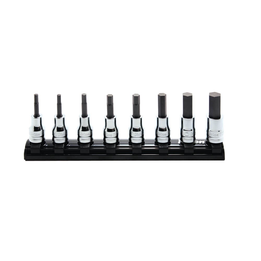 KORS3010MZ/8-L50 - SOCKET SET INHEX ON MAGNETIC RAIL 3/8 Inch Drive 3-12MM X 50MM 8PC